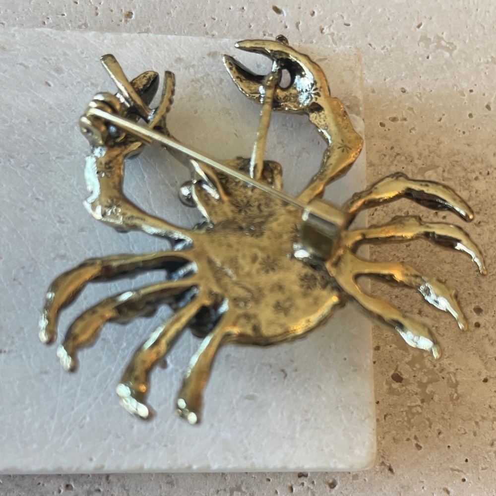 Macy's Gold and Blue Crab Brooch - Picture 2 of 2